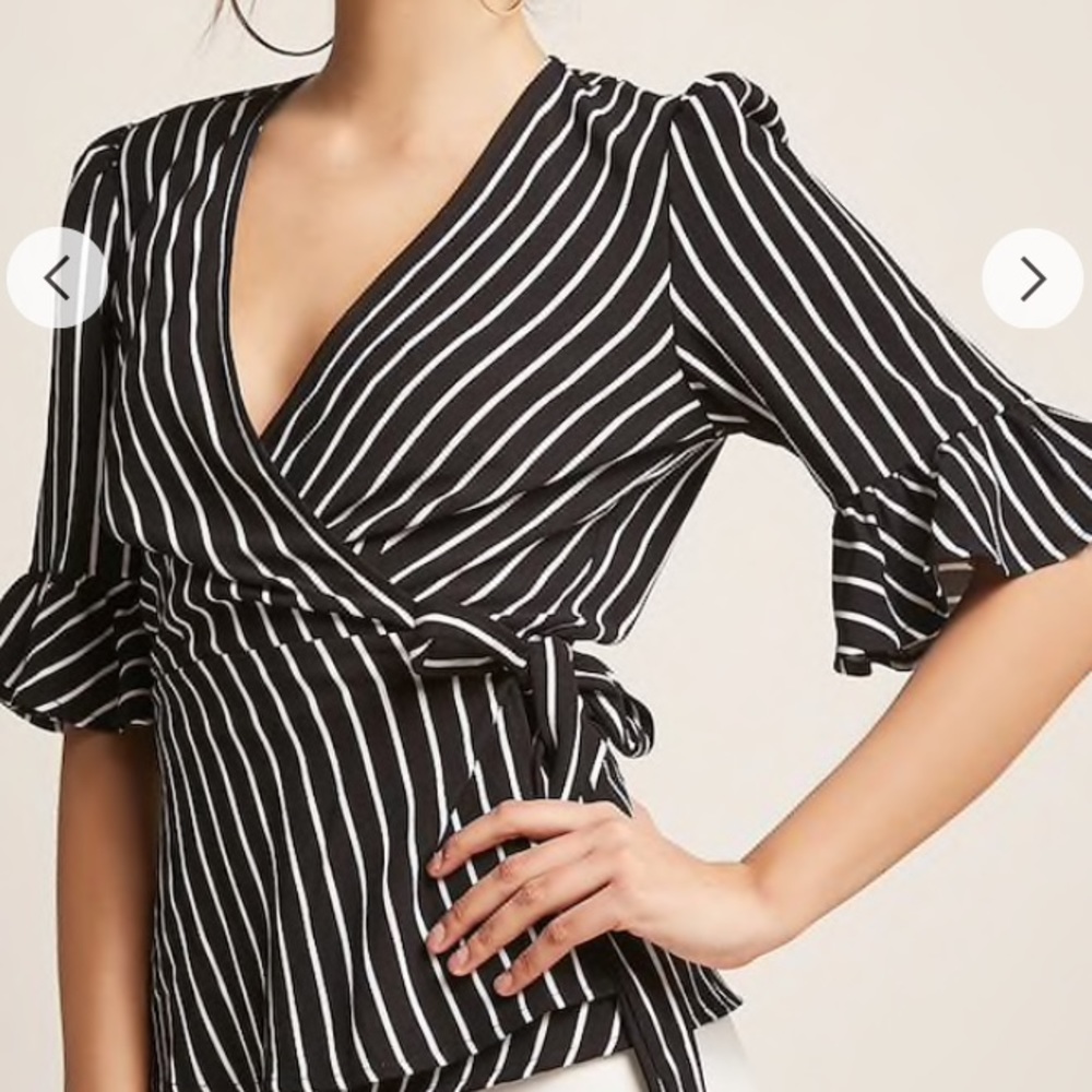 Striped Wrap Top